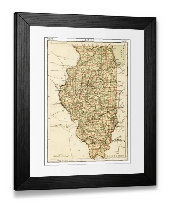 Framed Print : Illinois map 1881 Framed Print : Illinois map 1881