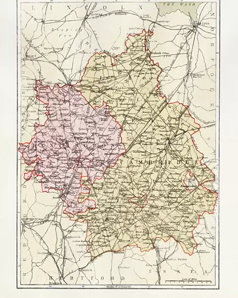 Huntingdon and Cambridge map 1881