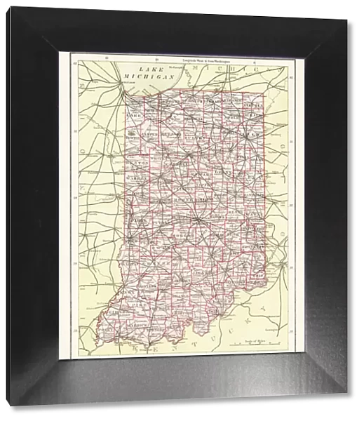 Indiana USA map 1881