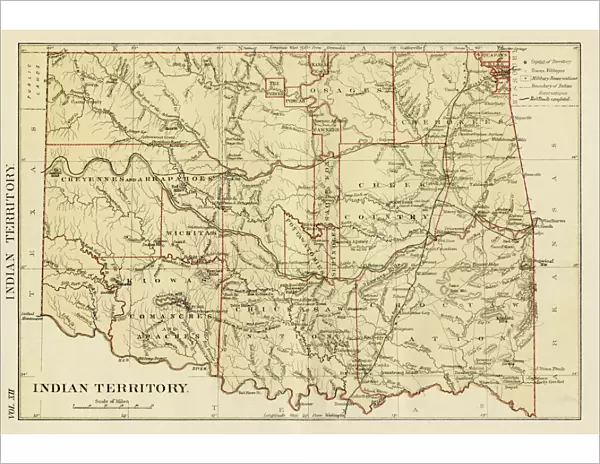 USA indian territories map 1881