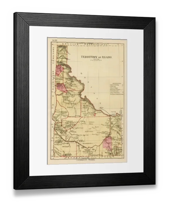 Framed Print : Iowa USA map 1881