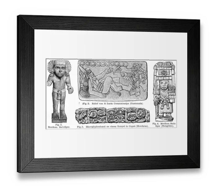 Framed Print : Old central american art figures 1895