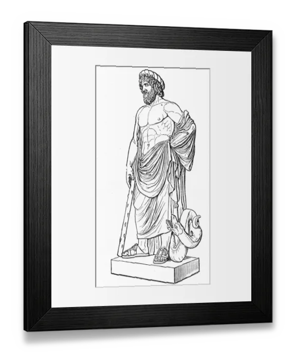 Framed Print : Asclepius statue engraving 1895 Framed Print : Asclepius statue engraving 1895