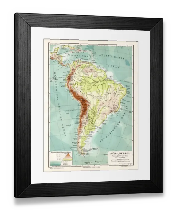 Framed Print : South America geological map 1895 Framed Print : South America geological map 1895