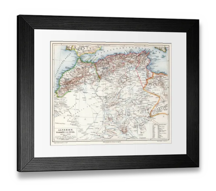 Framed Print : Algeria Darfur Abessinien map 1895 Framed Print : Algeria Darfur Abessinien map 1895