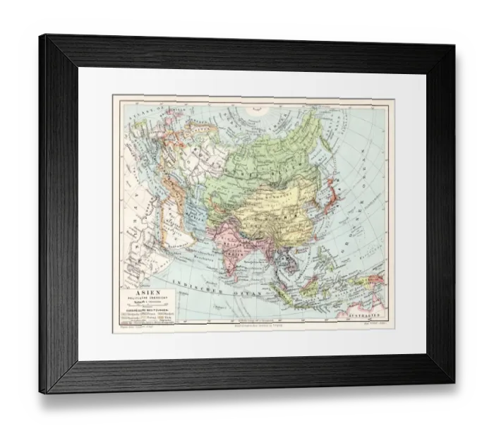 Framed Print : Asia political map 1895