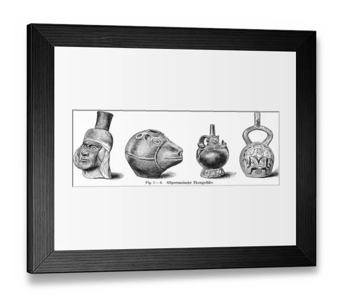 Framed Print : Peruvian anceint ceramic engraving 1895 Framed Print : Peruvian anceint ceramic engraving 1895