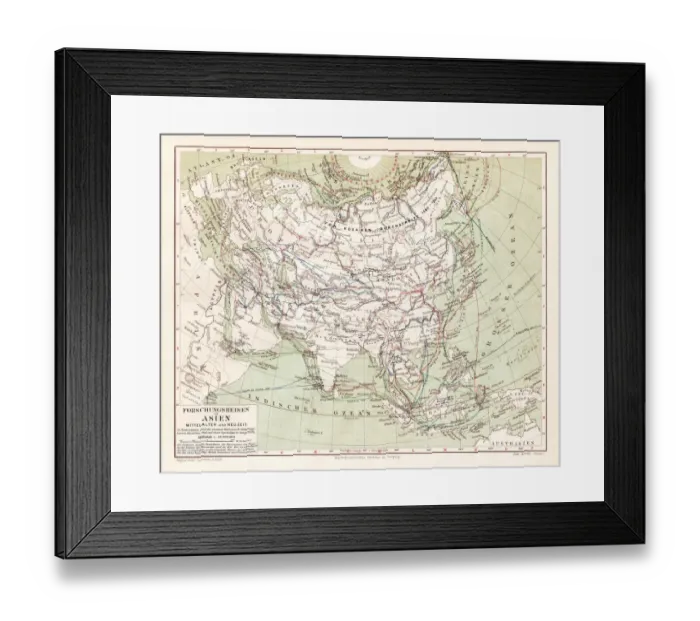 Framed Print : Main research trips in Asia 1895 Framed Print : Main research trips in Asia 1895