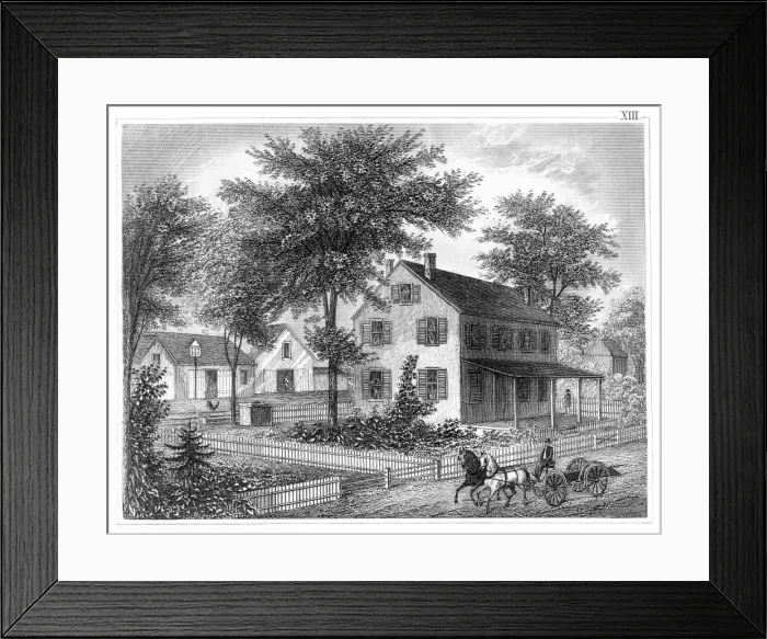 Framed Print : Farmer residence engraving 1873 Framed Print : Farmer residence engraving 1873