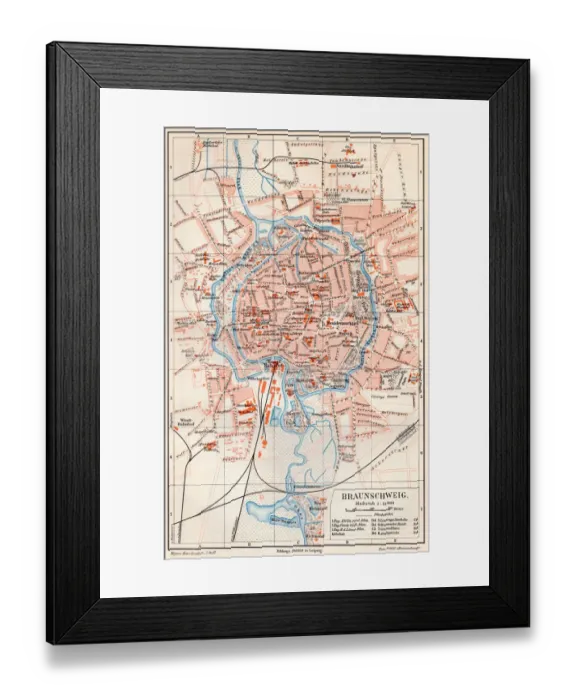 Framed Print : Brunswick city map 1895 Framed Print : Brunswick city map 1895