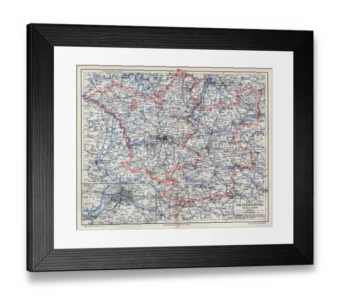 Framed Print : Brandenburg map 1895 Framed Print : Brandenburg map 1895