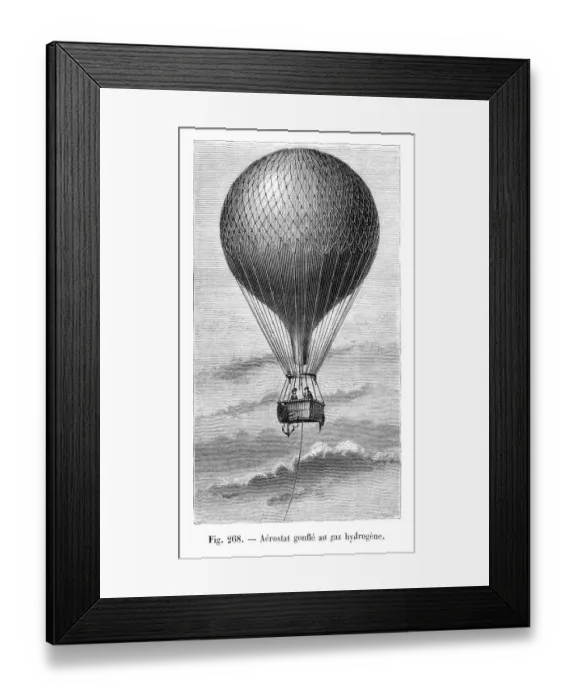 Framed Print : Aerostat using hydrogen engraving 1881 Framed Print : Aerostat using hydrogen engraving 1881