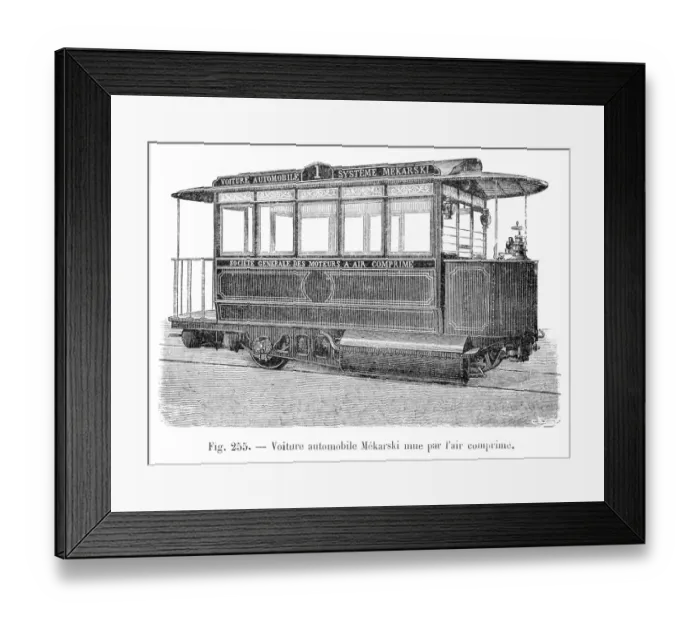 Framed Print : Compressed air engine engraving 1881 Framed Print : Compressed air engine engraving 1881
