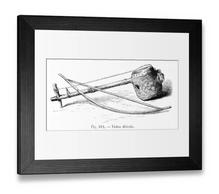 Framed Print : African violin engraving 1881 Framed Print : African violin engraving 1881