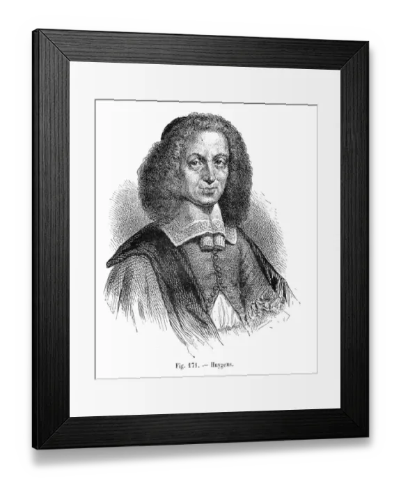 Framed Print : Christiaan Huygens engraving 1885 Framed Print : Christiaan Huygens engraving 1885