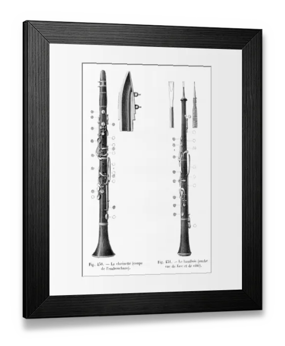 Framed Print : Oboe and Clarinette engraving 1881 Framed Print : Oboe and Clarinette engraving 1881