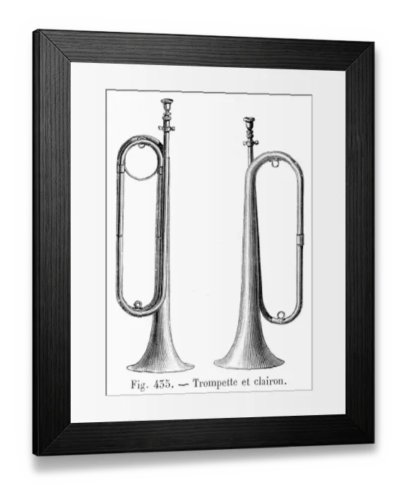 Framed Print : Clarion trumpet engraving 1881 Framed Print : Clarion trumpet engraving 1881