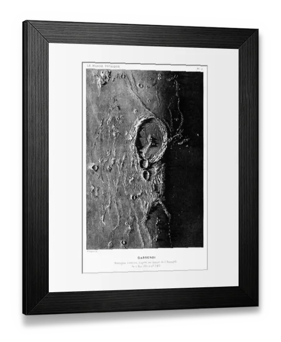 Framed Print : Gassendi crater engraving 1881 Framed Print : Gassendi crater engraving 1881