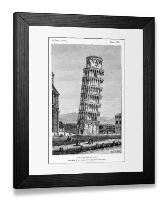 Framed Print : The Pisa tower engraving 1881 Framed Print : The Pisa tower engraving 1881