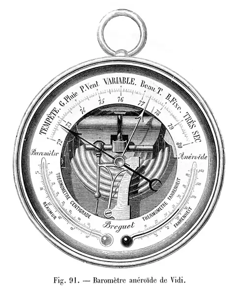 Aneroid barometer engraving 1881