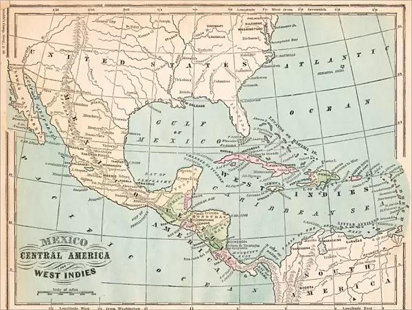 Mexico and West indies map 1875