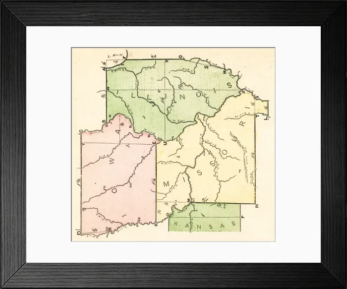 Framed Print : States USA map 1875 Framed Print : States USA map 1875