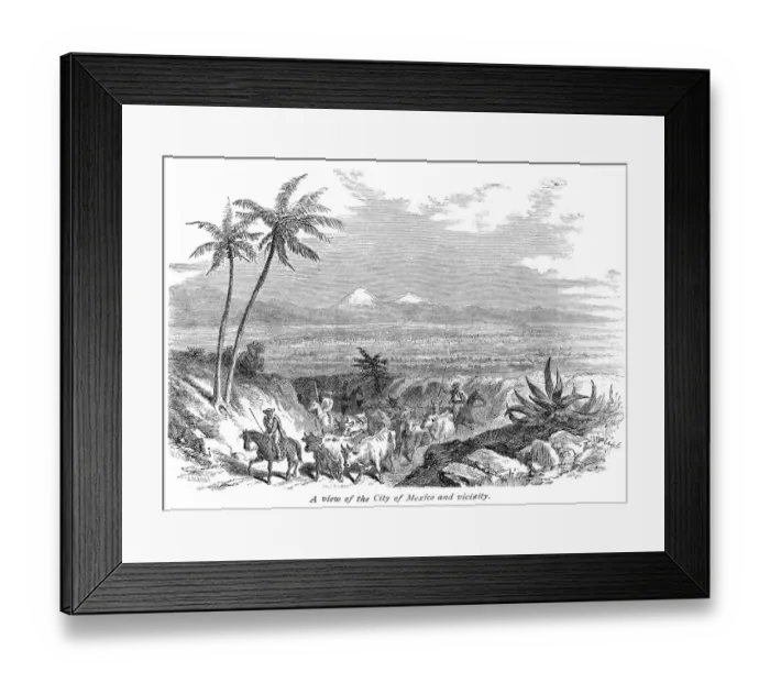 Framed Print : Farmers and cattle Mexico engraving 1875 Framed Print : Farmers and cattle Mexico engraving 1875