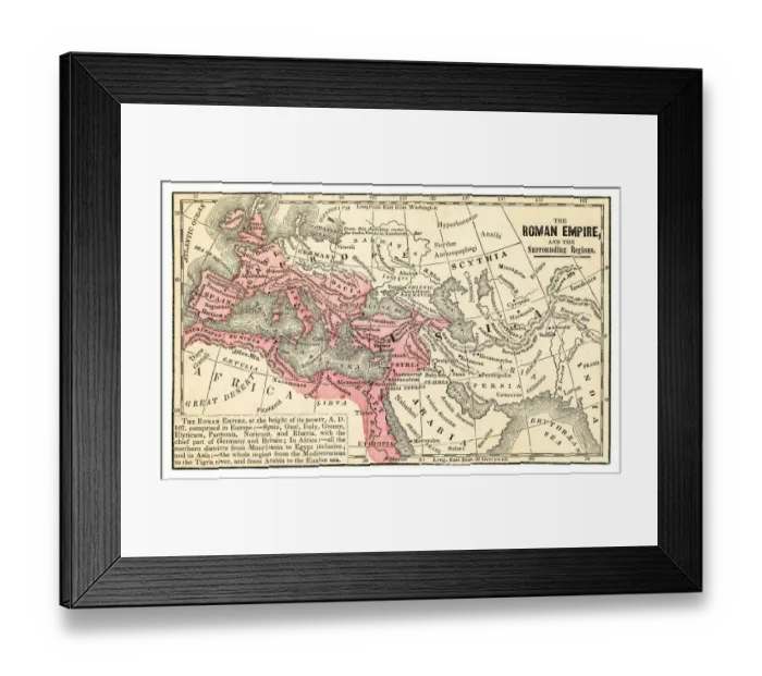 Framed Print : Roman empire map 1875 Framed Print : Roman empire map 1875