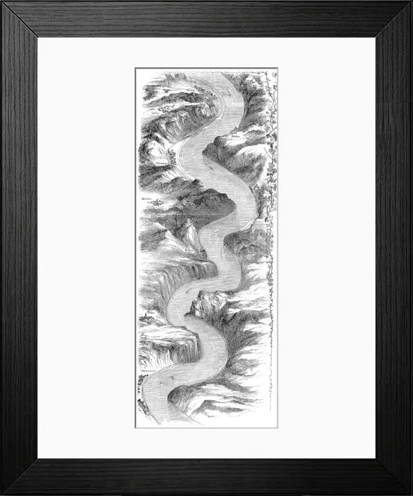 Framed Print : Rhive river engraving 1875 Framed Print : Rhive river engraving 1875