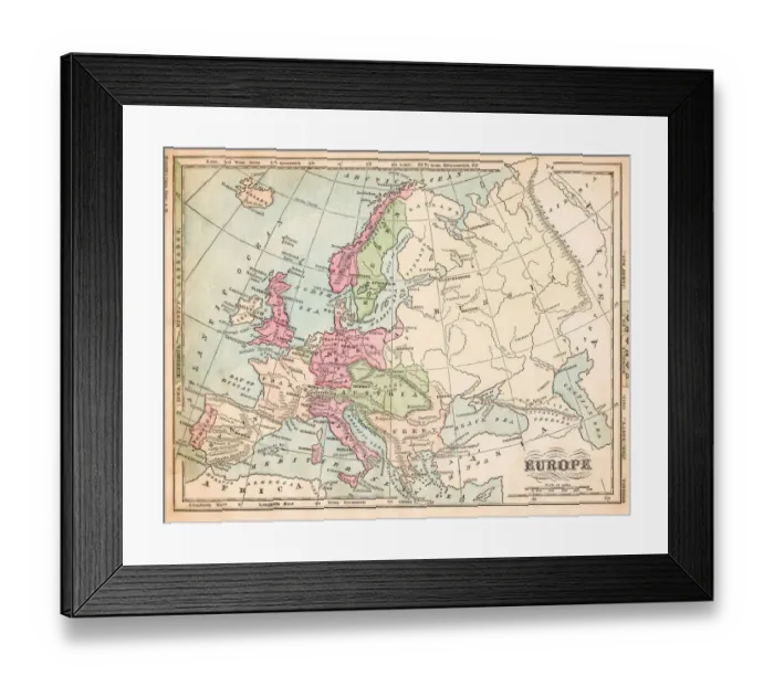 Framed Print : Europe map 1875 Framed Print : Europe map 1875