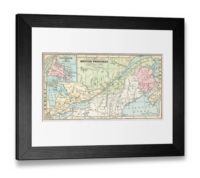 Framed Print : British provinces Canada map 1875 Framed Print : British provinces Canada map 1875