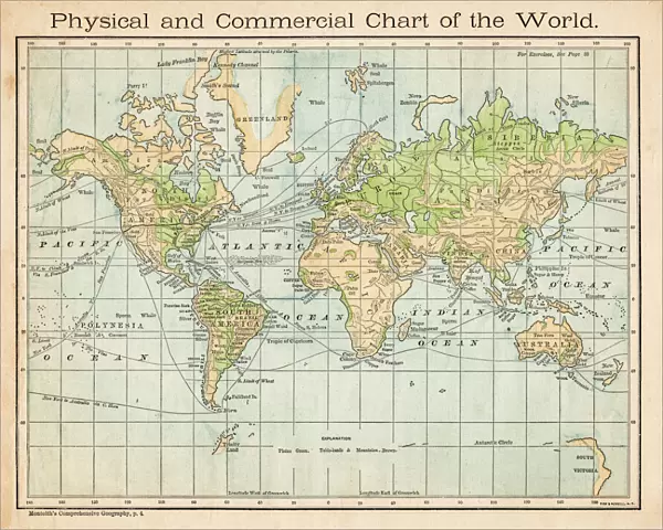Commercial chart of the world map 1875