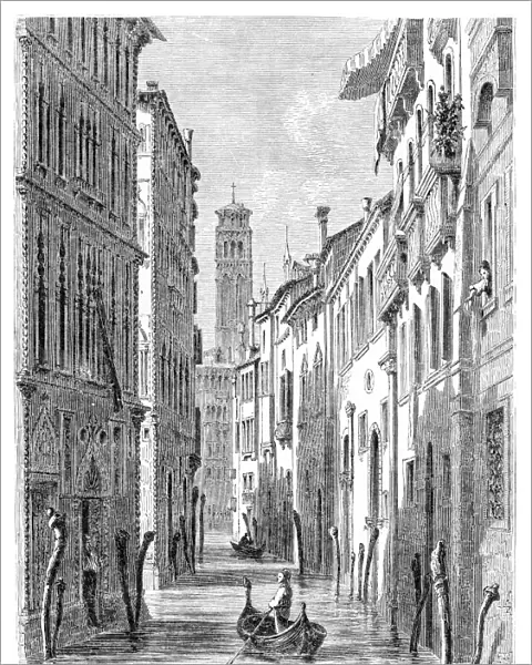 Gondola in Venice engraving 1875