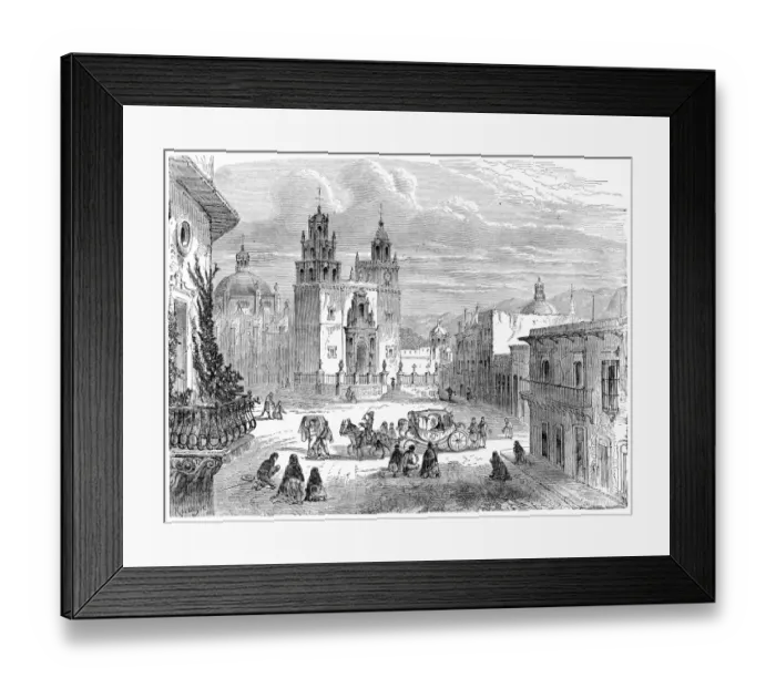 Framed Print : Guanajuato gran plaza Mexico engraving 1875 Framed Print : Guanajuato gran plaza Mexico engraving 1875