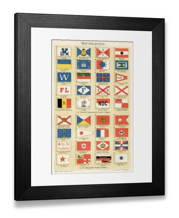Framed Print : Navigation Company flags illustration 1896 Framed Print : Navigation Company flags illustration 1896