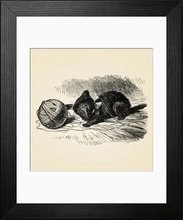 Framed Print : The little cat playing with yarn 1899 Framed Print : The little cat playing with yarn 1899