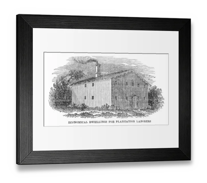 Framed Print : Dwelling for plantation workers engraving 1841 Framed Print : Dwelling for plantation workers engraving 1841