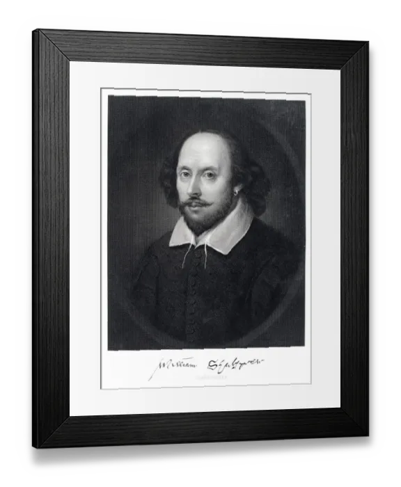 Framed Print : William Shakespeare Engraving 1870