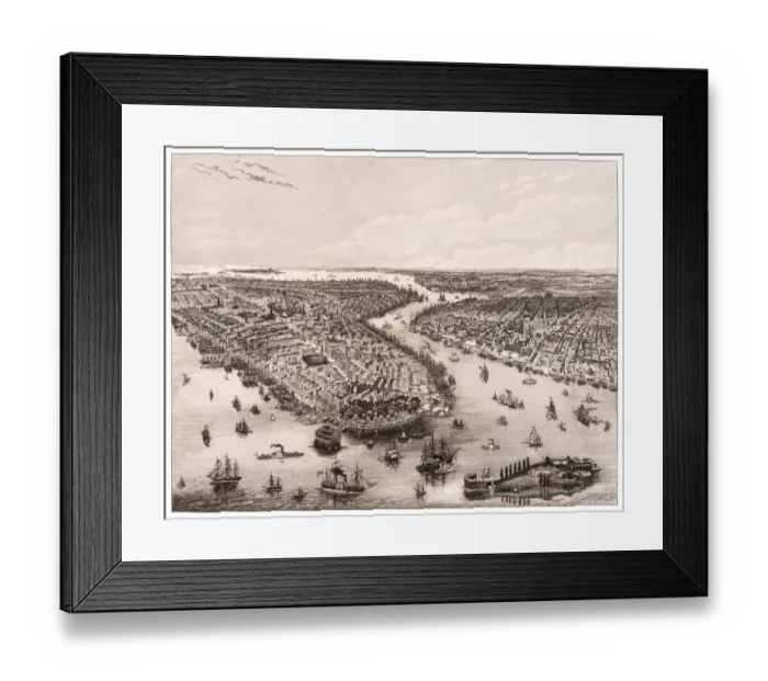 Framed Print : The Bay of New York and Brooklyn engraving 1853 Framed Print : The Bay of New York and Brooklyn engraving 1853