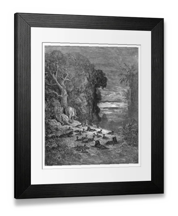 Framed Print : The seven evening on earth engraving 1885