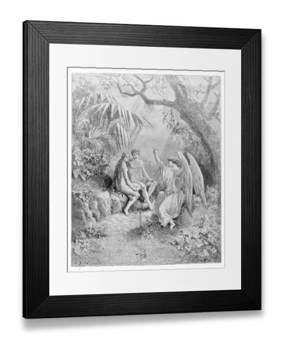 Framed Print : The conference with the angel engraving 1885 Framed Print : The conference with the angel engraving 1885