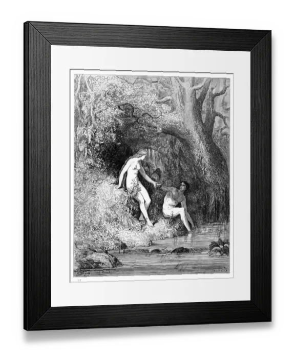 Framed Print : The evening meal at paradise engraving 1885 Framed Print : The evening meal at paradise engraving 1885