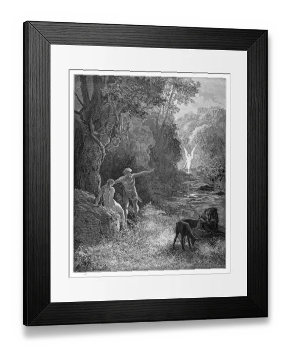 Framed Print : Adam and Eve Paradise engraving Framed Print : Adam and Eve Paradise engraving
