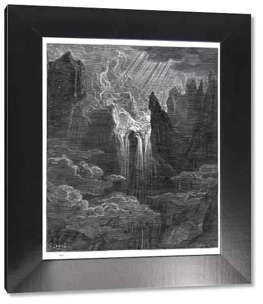 Water falling paradise lost engraving 1885
