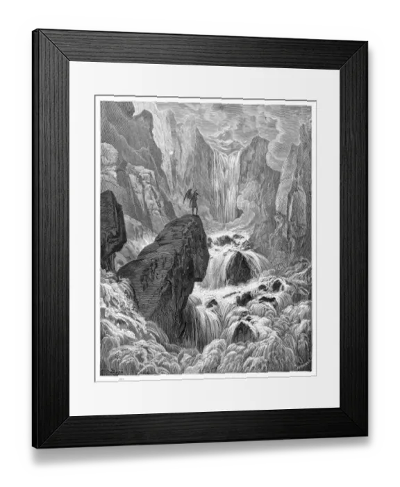 Framed Print : Tigris at the foot of paradise engraving