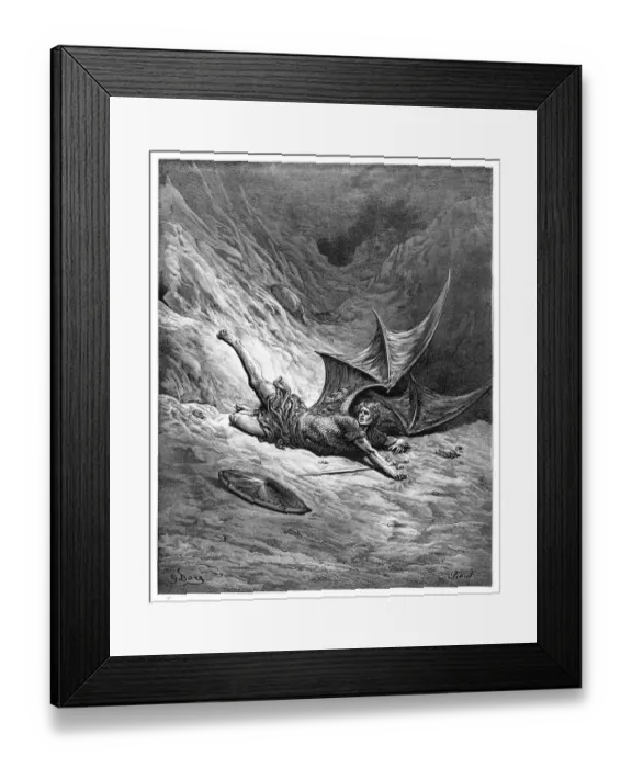Framed Print : Satan smitten by Michael engraving Framed Print : Satan smitten by Michael engraving
