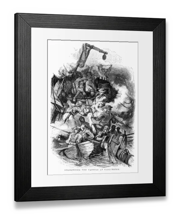 Framed Print : Abandoning the vessel at Gloucester engraving 1859 Framed Print : Abandoning the vessel at Gloucester engraving 1859