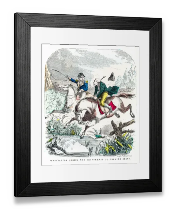 Framed Print : Washington and the countryman engraving 1859 Framed Print : Washington and the countryman engraving 1859