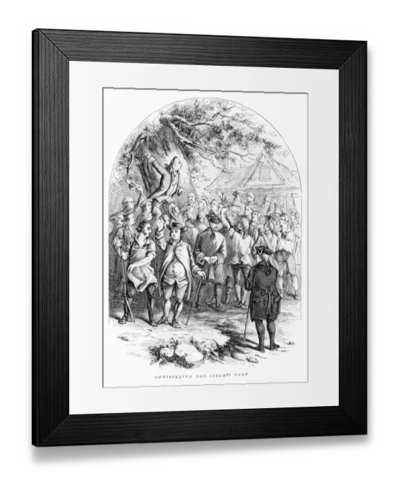 Framed Print : Washington christening the liberty tree engraving 1859