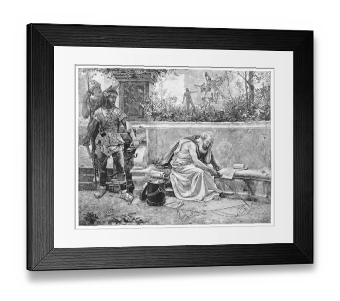 Framed Print : Geath of Archimedes engraving 1894